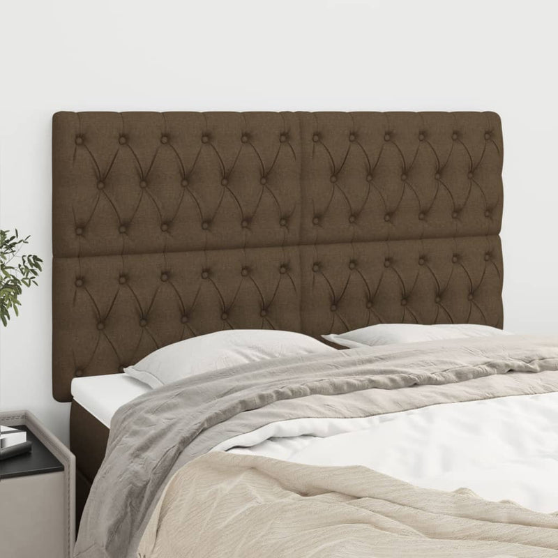 vidaXL 4 db sötétbarna szövet fejtámla 72x7x78/88 cm