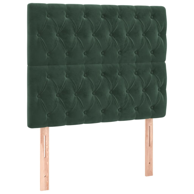 vidaXL 2 db sötétzöld bársony fejtámla 90x7x78/88 cm