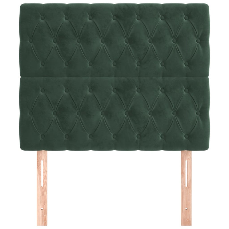 vidaXL 2 db sötétzöld bársony fejtámla 90x7x78/88 cm