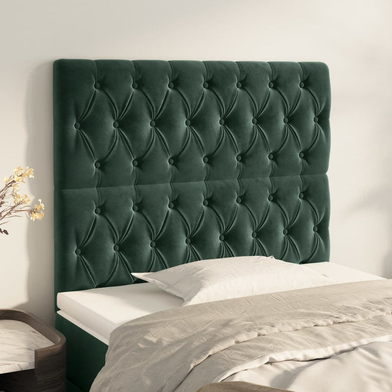 vidaXL 2 db sötétzöld bársony fejtámla 90x7x78/88 cm