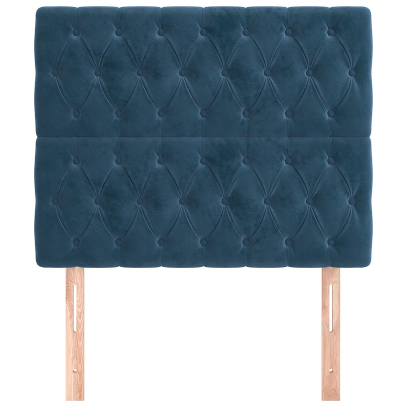vidaXL 2 db sötétkék bársony fejtámla 90x7x78/88 cm
