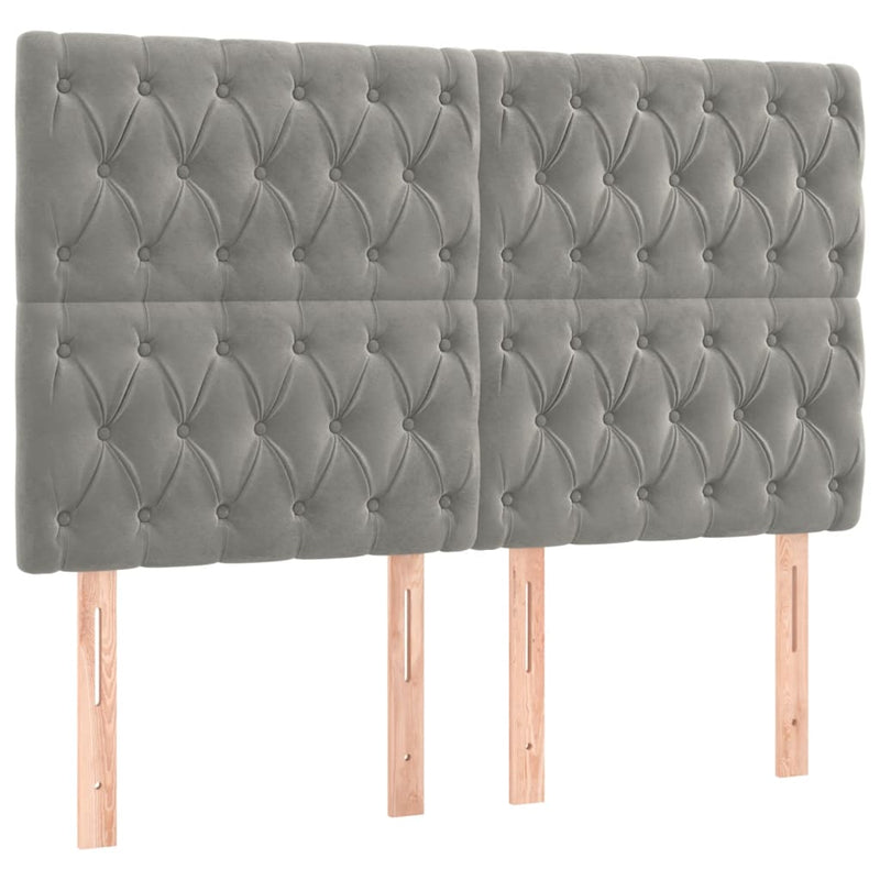 vidaXL 4 db világosszürke bársony fejtámla 72 x 7 x 78/88 cm