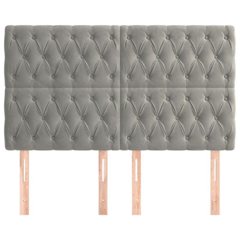 vidaXL 4 db világosszürke bársony fejtámla 72 x 7 x 78/88 cm