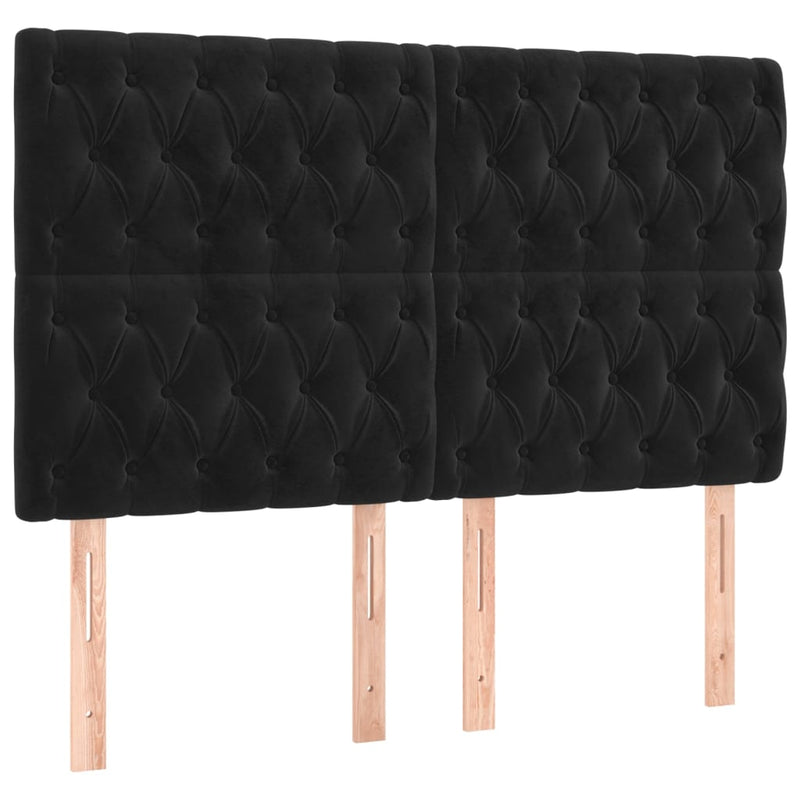 vidaXL 4 db fekete bársony fejtámla 72 x 7 x 78/88 cm