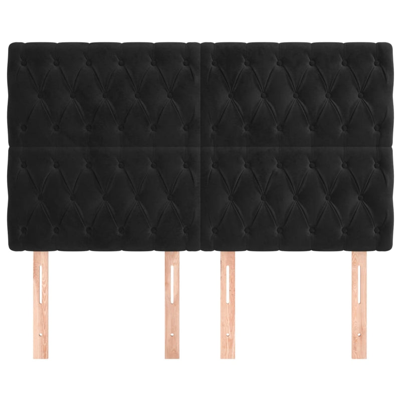 vidaXL 4 db fekete bársony fejtámla 72 x 7 x 78/88 cm