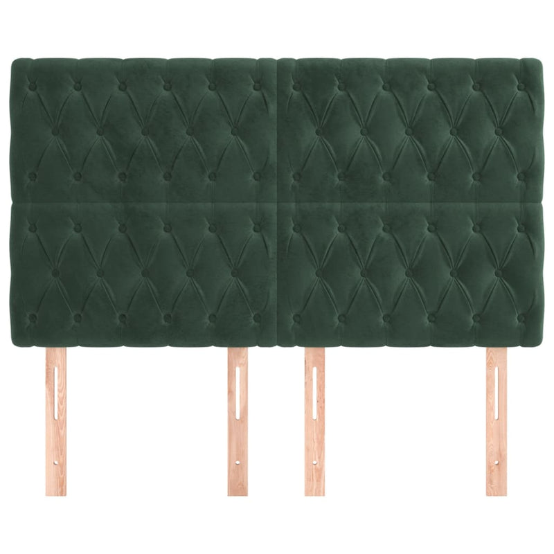 vidaXL 4 db sötétzöld bársony fejtámla 72 x 7 x 78/88 cm
