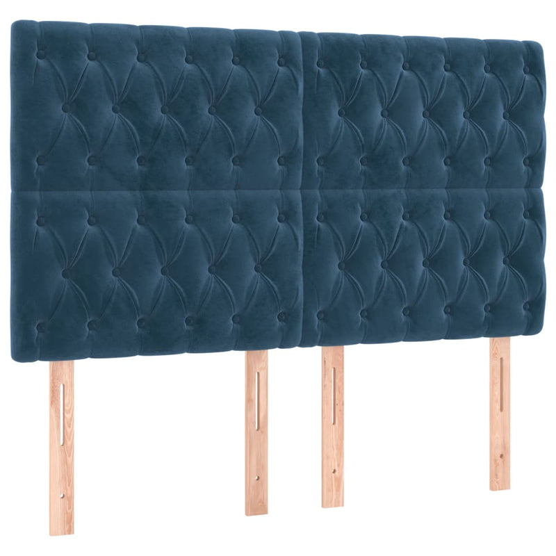 vidaXL 4 db sötétkék bársony fejtámla 72x7x78/88 cm
