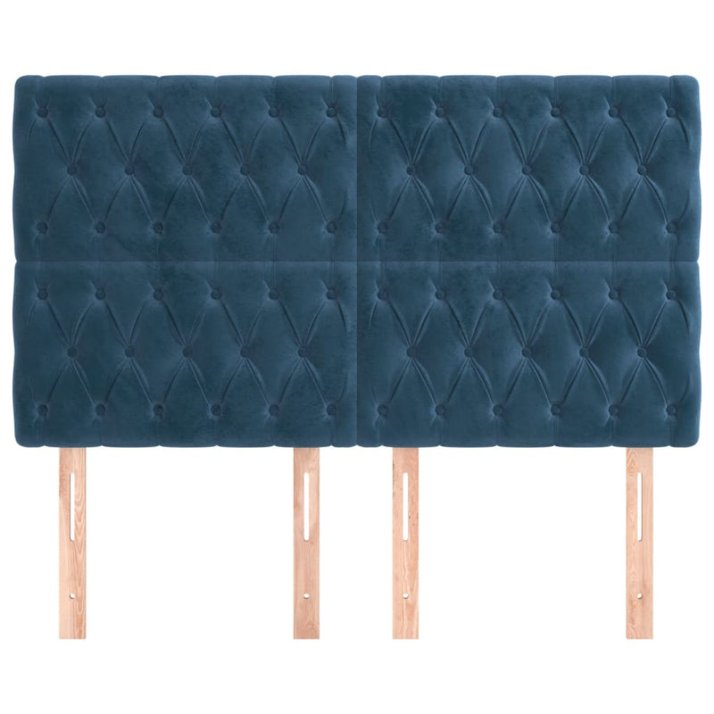 vidaXL 4 db sötétkék bársony fejtámla 72x7x78/88 cm