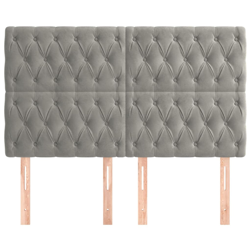 vidaXL 4 db világosszürke bársony fejtámla 80x7x78/88 cm