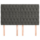 vidaXL sötétszürke bársony fejtámla 160x7x118/128 cm