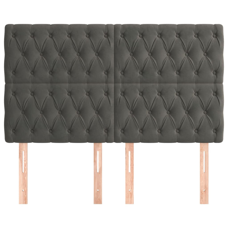 vidaXL 4 db sötétszürke bársony fejtámla 80x7x78/88 cm