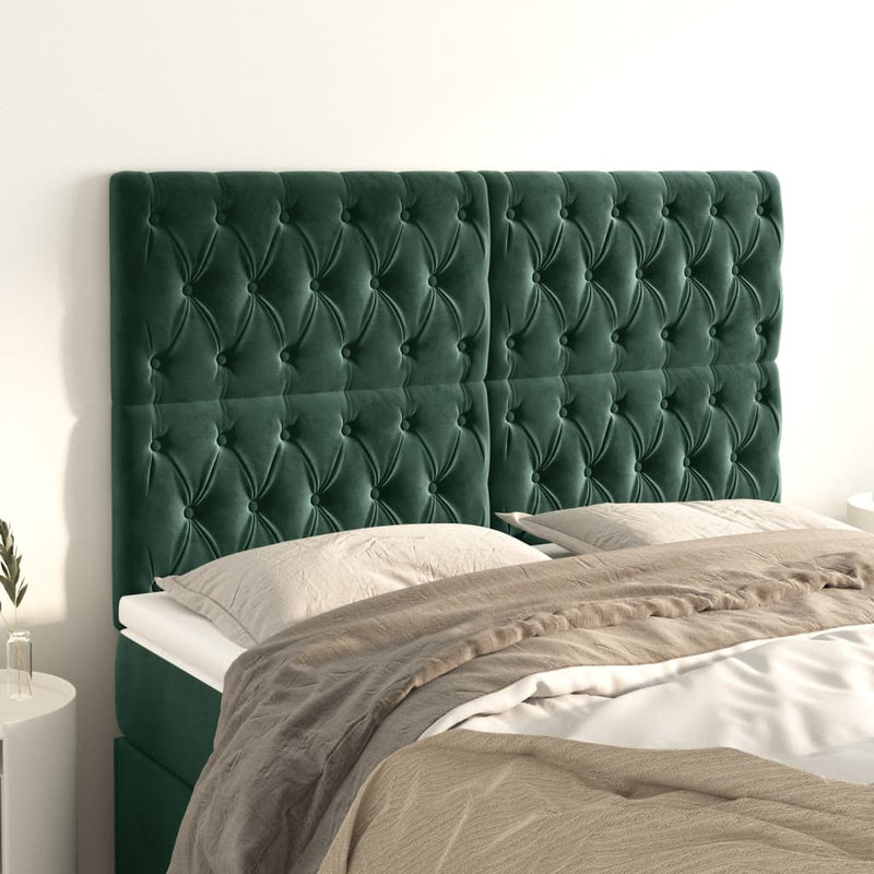 vidaXL 4 db sötétzöld bársony fejtámla 80x7x78/88 cm