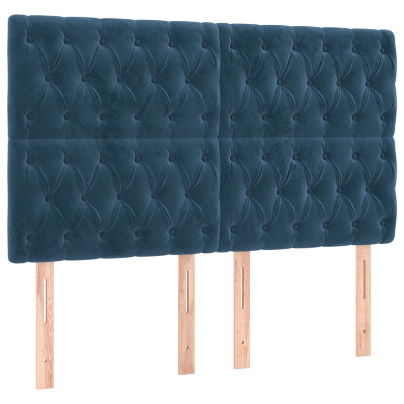 vidaXL 4 db sötétkék bársony fejtámla 80x7x78/88 cm