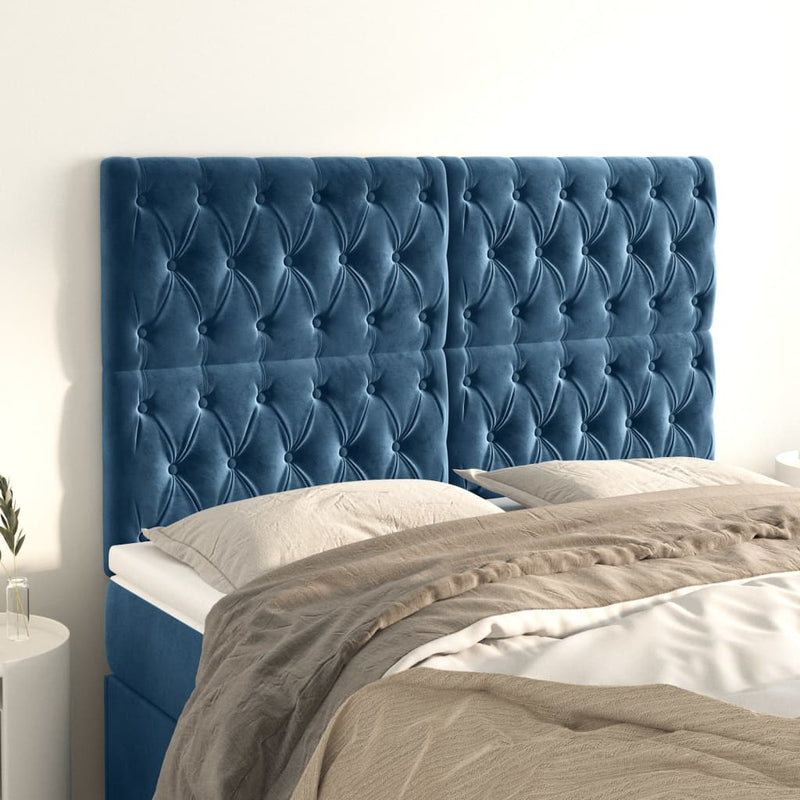 vidaXL 4 db sötétkék bársony fejtámla 80x7x78/88 cm