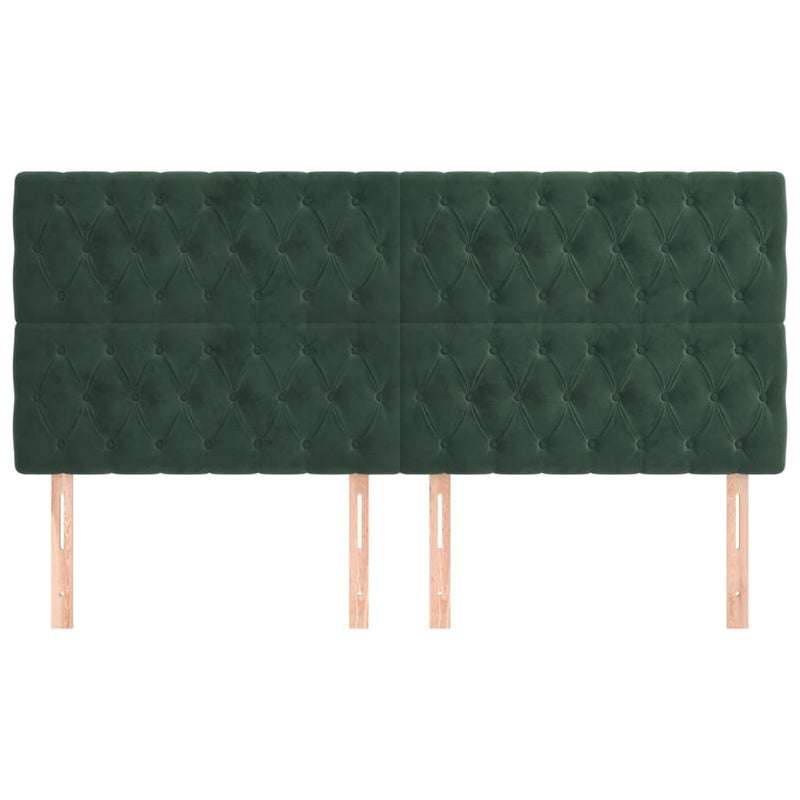 vidaXL 4 db sötétzöld bársony fejtámla 90x7x78/88 cm