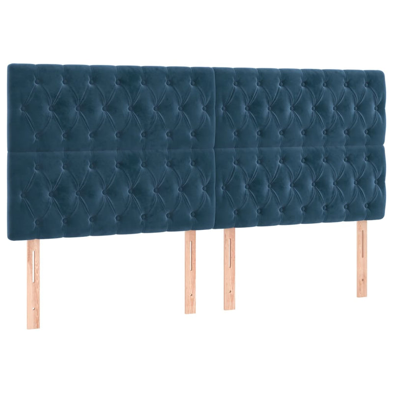 vidaXL 4 db sötétkék bársony fejtámla 90x7x78/88 cm