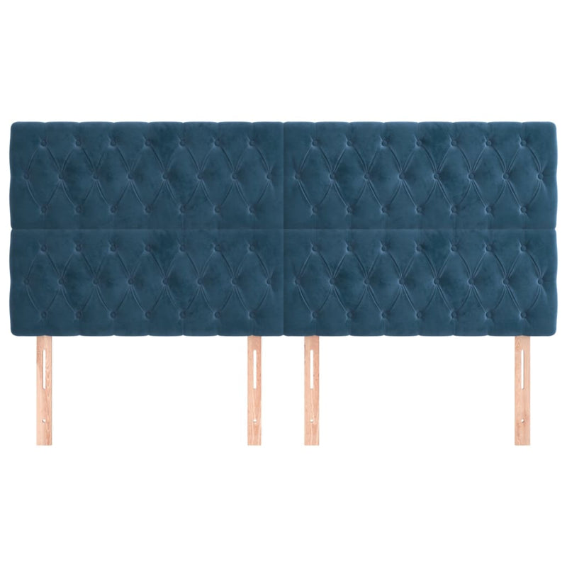vidaXL 4 db sötétkék bársony fejtámla 90x7x78/88 cm