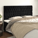 vidaXL fekete bársony fejtámla 200 x 7 x 118/128 cm