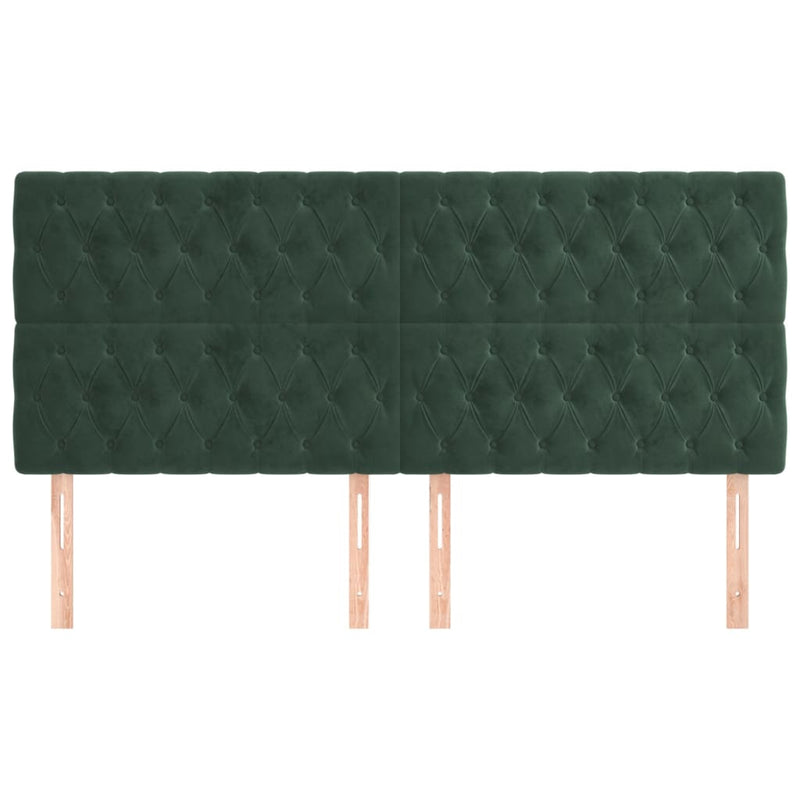 vidaXL 4 db sötétzöld bársony fejtámla 100x7x78/88 cm