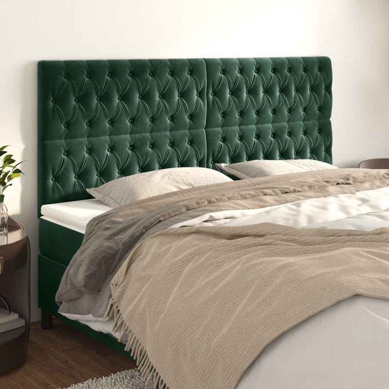 vidaXL 4 db sötétzöld bársony fejtámla 100x7x78/88 cm