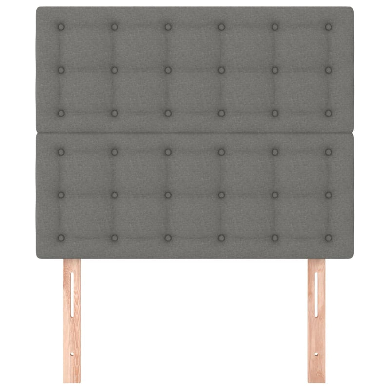 vidaXL 2 db sötétszürke szövet fejtámla 100x5x78/88 cm