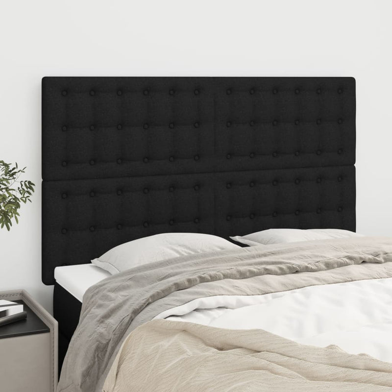 vidaXL 4 db fekete szövet fejtámla 72 x 5 x 78/88 cm
