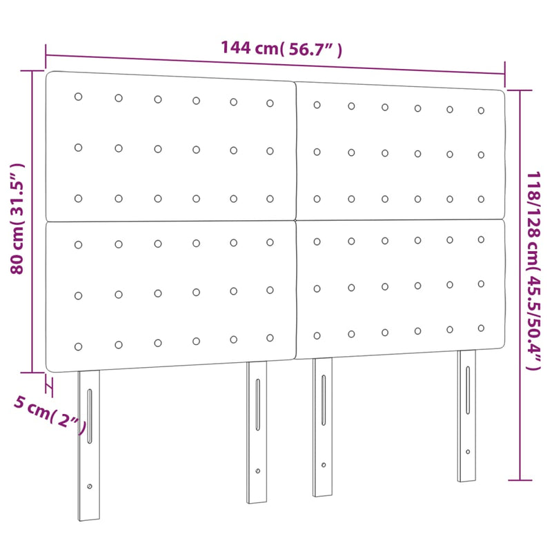vidaXL 4 db sötétbarna szövet fejtámla 72 x 5 x 78/88 cm
