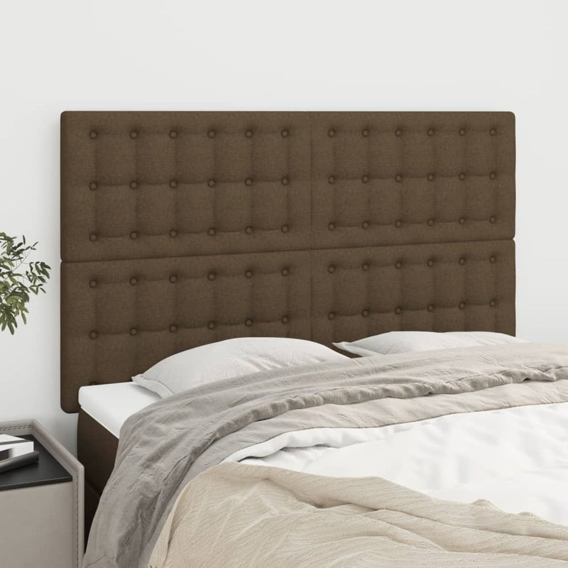 vidaXL 4 db sötétbarna szövet fejtámla 72 x 5 x 78/88 cm
