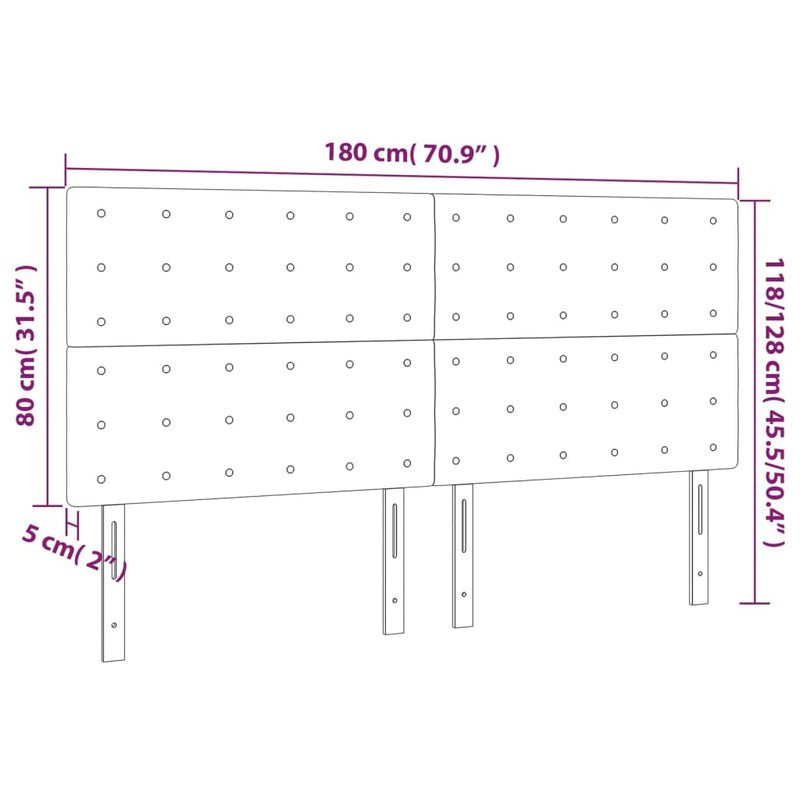 vidaXL 4 db világosszürke szövet fejtámla 90x5x78/88 cm