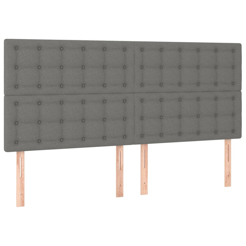 vidaXL 4 db sötétszürke szövet fejtámla 90x5x78/88 cm