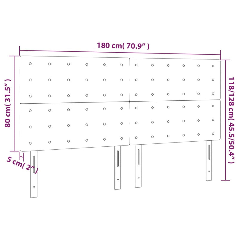 vidaXL 4 db tópszínű szövet fejtámla 90x5x78/88 cm