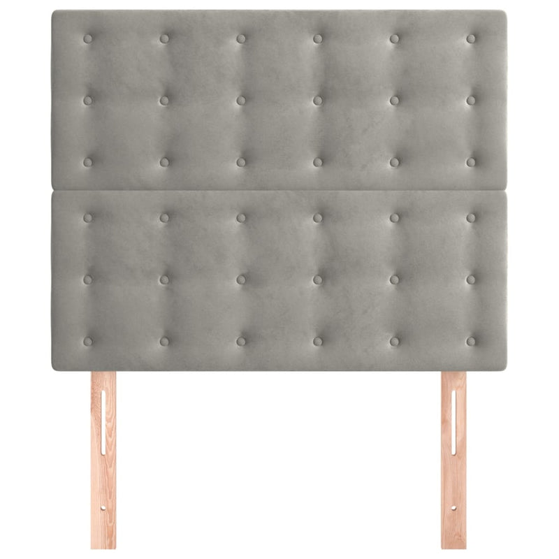 vidaXL 2 db világosszürke bársony fejtámla 80 x 5 x 78/88 cm