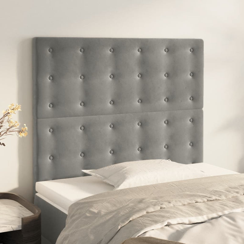 vidaXL 2 db világosszürke bársony fejtámla 80 x 5 x 78/88 cm