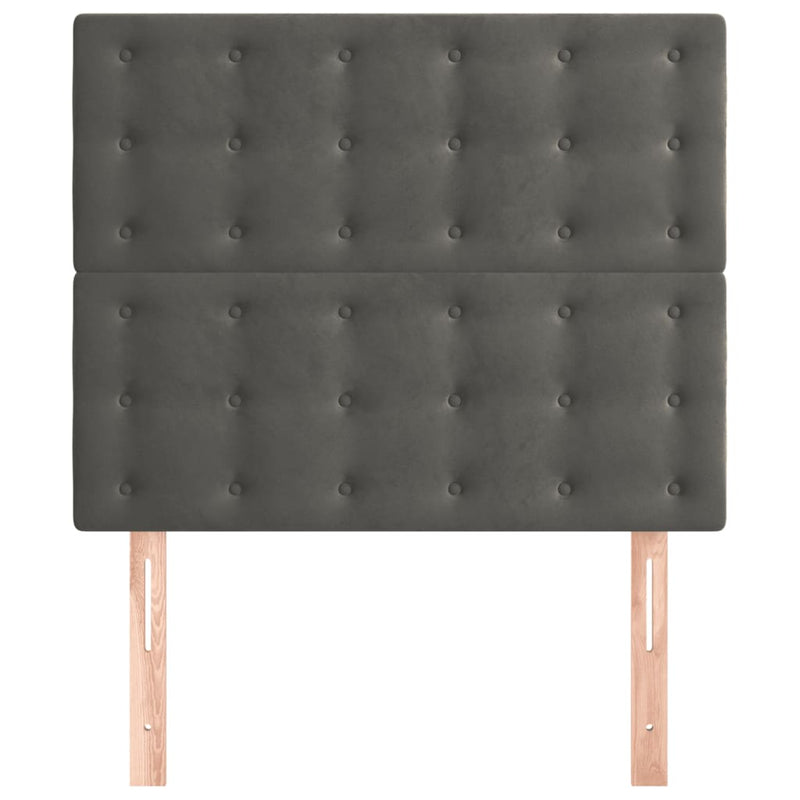 vidaXL 2 db sötétszürke bársony fejtámla 80 x 5 x 78/88 cm