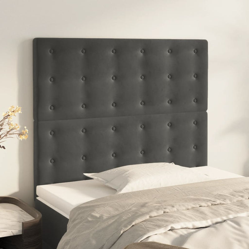 vidaXL 2 db sötétszürke bársony fejtámla 80 x 5 x 78/88 cm