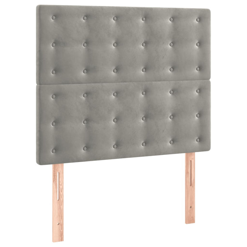 vidaXL 2 db világosszürke bársony fejtámla 90x5x78/88 cm