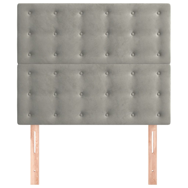 vidaXL 2 db világosszürke bársony fejtámla 90x5x78/88 cm