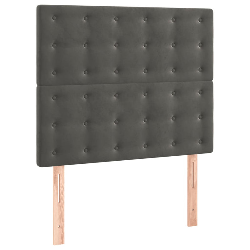 vidaXL 2 db sötétszürke bársony fejtámla 90x5x78/88 cm
