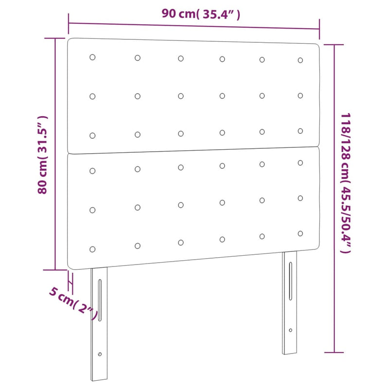 vidaXL 2 db sötétszürke bársony fejtámla 90x5x78/88 cm