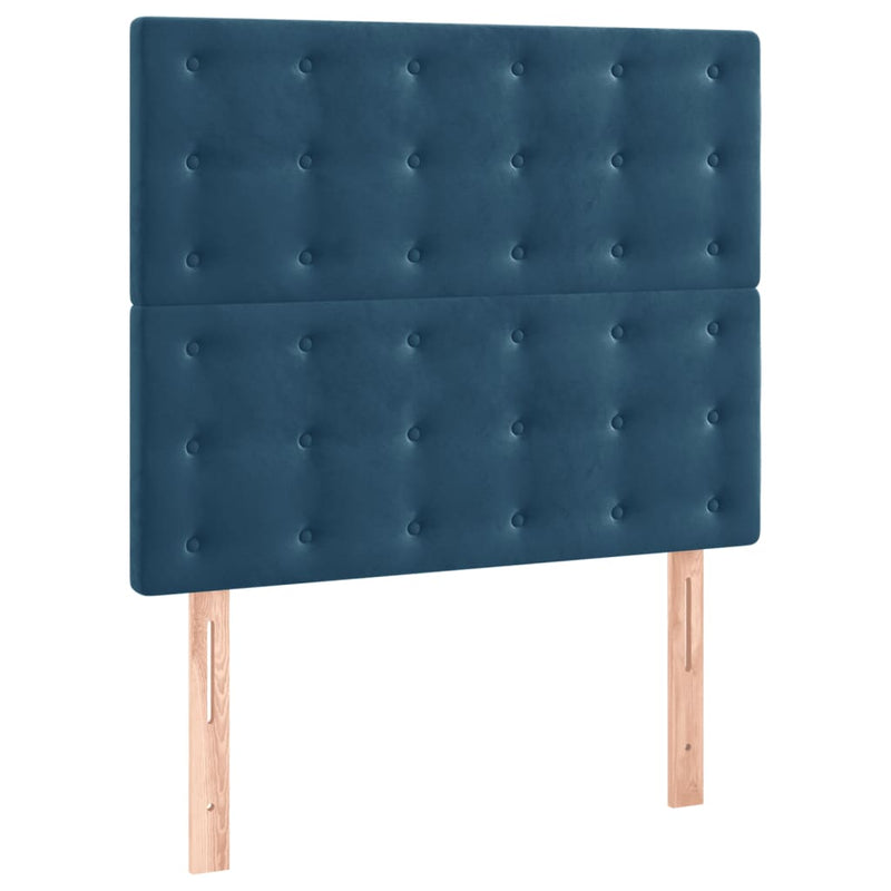 vidaXL 2 db sötétkék bársony fejtámla 90x5x78/88 cm