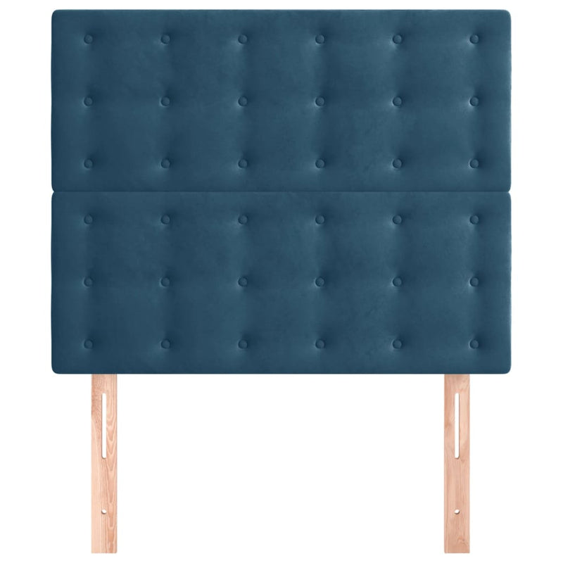 vidaXL 2 db sötétkék bársony fejtámla 90x5x78/88 cm