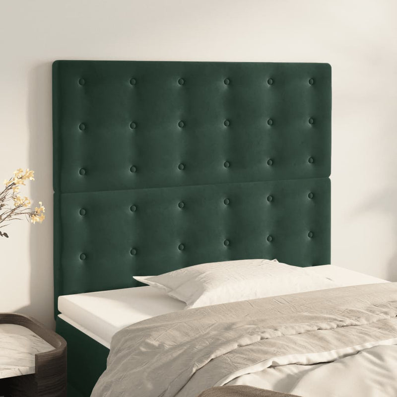 vidaXL sötétzöld bársony fejtámla 100x5x78/88 cm