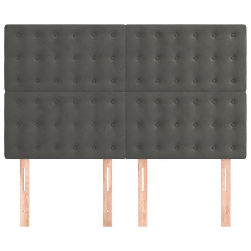 vidaXL 4 db sötétszürke bársony fejtámla 72 x 5 x 78/88 cm