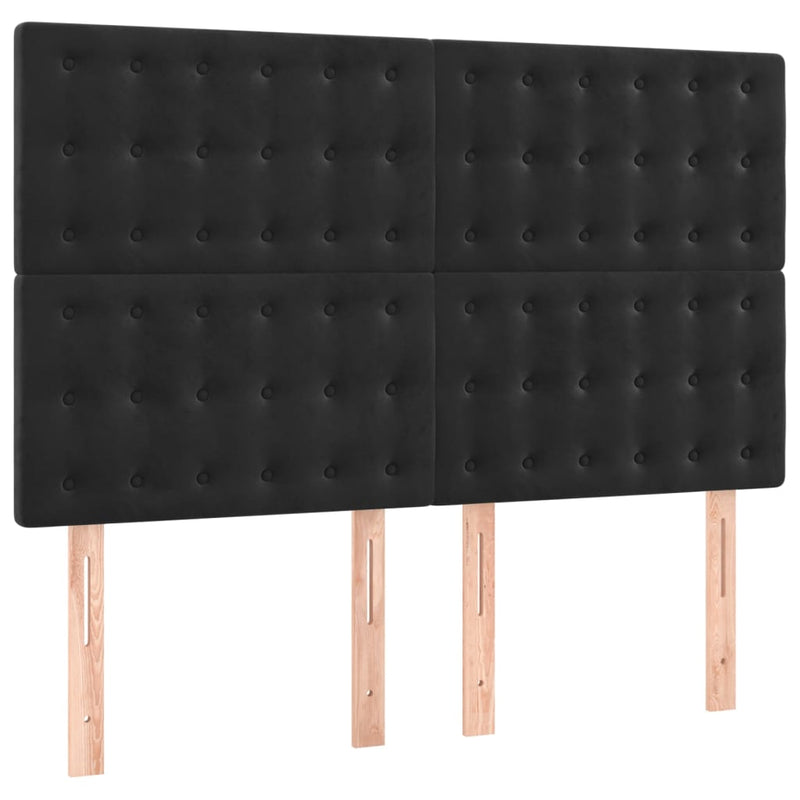 vidaXL 4 db fekete bársony fejtámla 72 x 5 x 78/88 cm