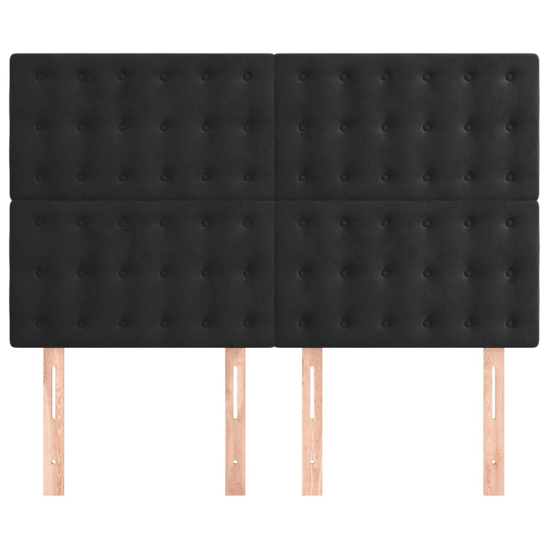 vidaXL 4 db fekete bársony fejtámla 72 x 5 x 78/88 cm