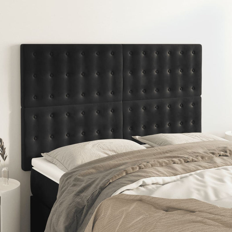 vidaXL 4 db fekete bársony fejtámla 72 x 5 x 78/88 cm
