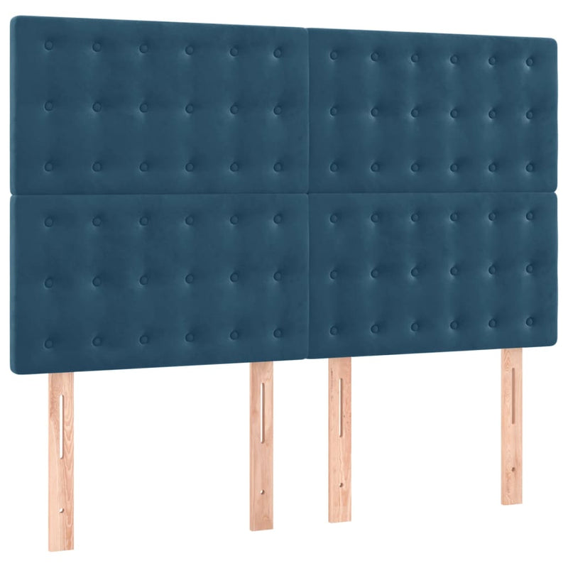 vidaXL 4 db sötétkék bársony fejtámla 72 x 5 x 78/88 cm