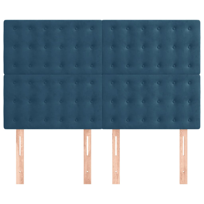 vidaXL 4 db sötétkék bársony fejtámla 72 x 5 x 78/88 cm