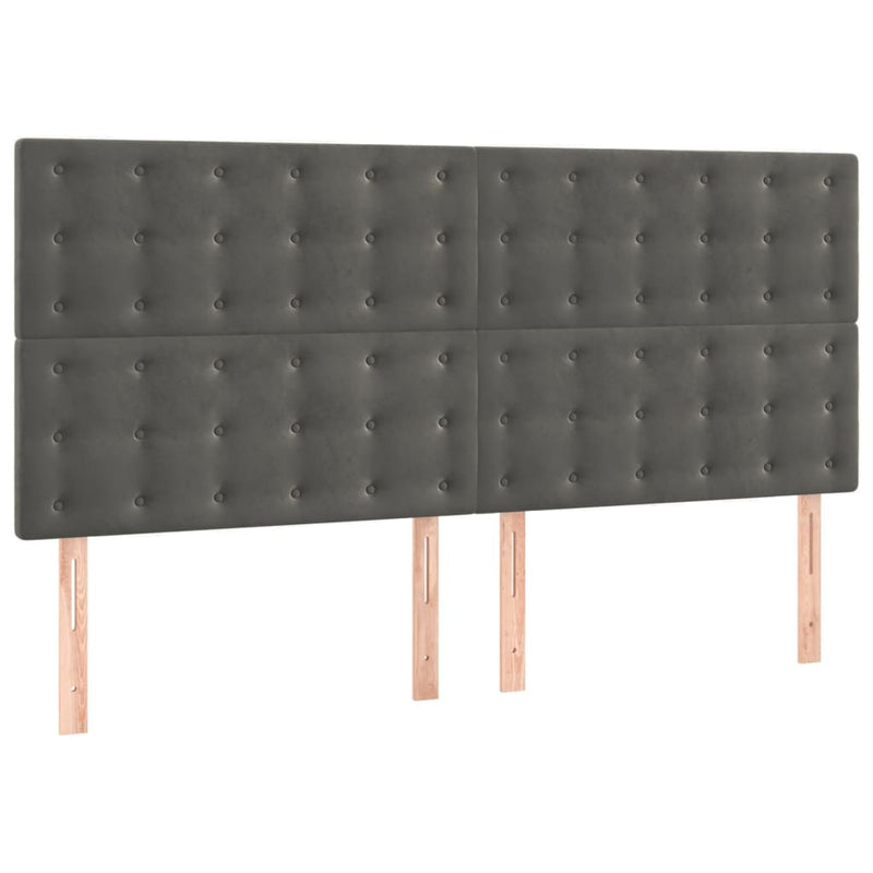 vidaXL 4 db sötétszürke bársony fejtámla 80 x 5 x 78/88 cm
