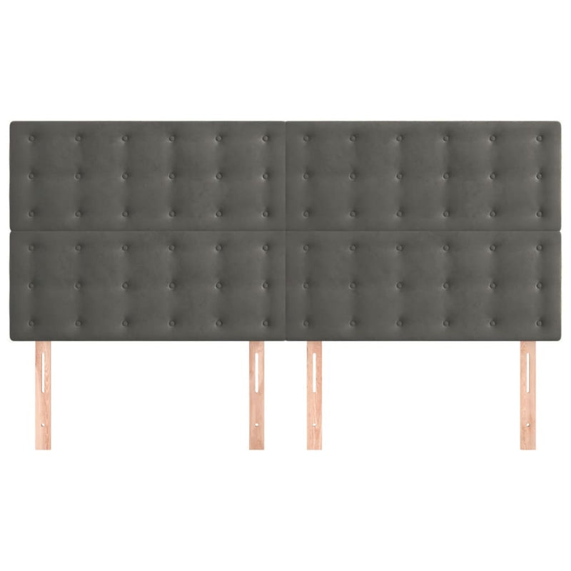 vidaXL 4 db sötétszürke bársony fejtámla 80 x 5 x 78/88 cm